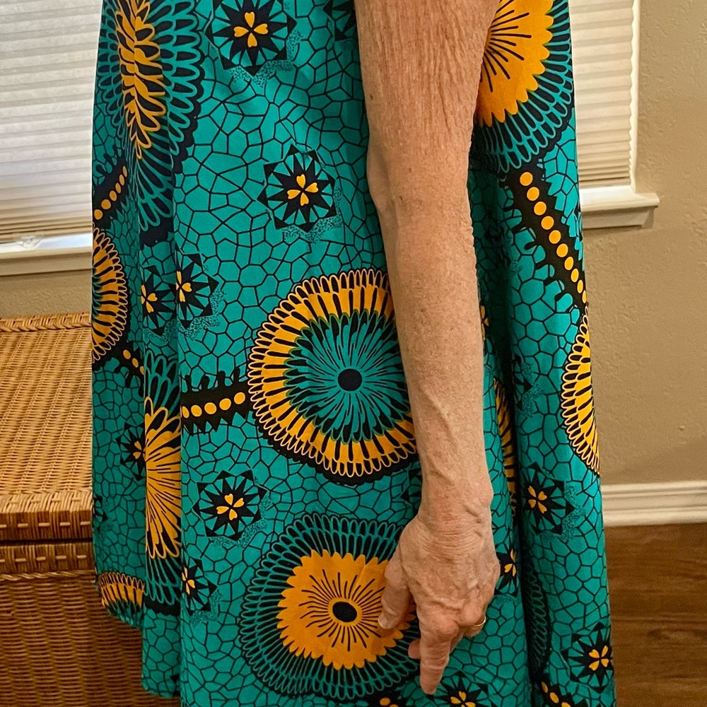 Teal and Orange Floral Midi Dress